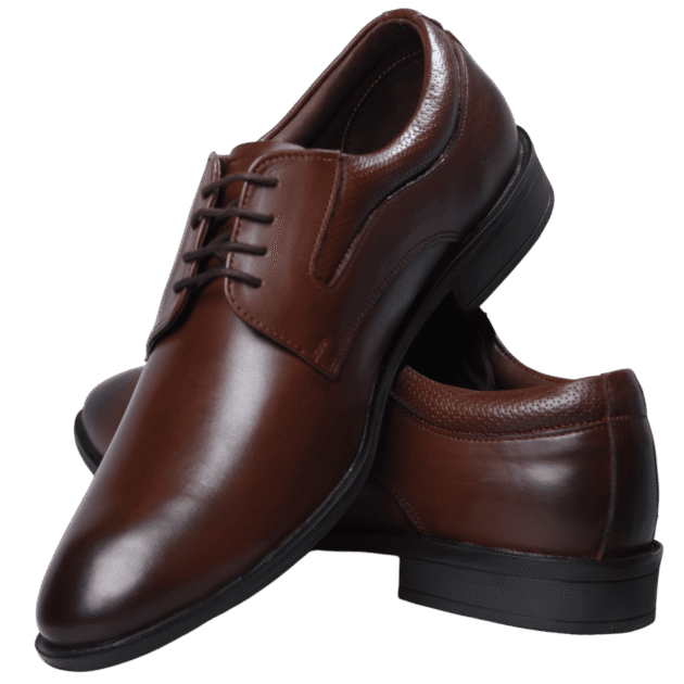 Brown leather oxford shoes, top view