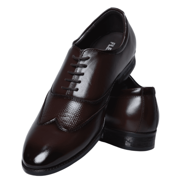 Dark brown leather oxford shoes, top view