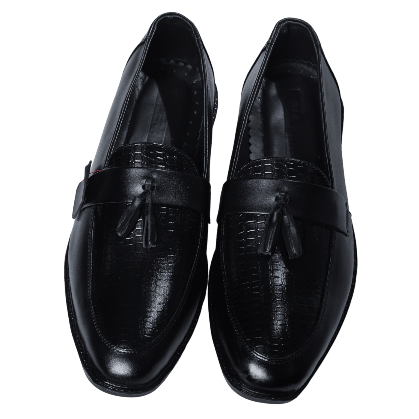 Black leather oxford shoes, pair
