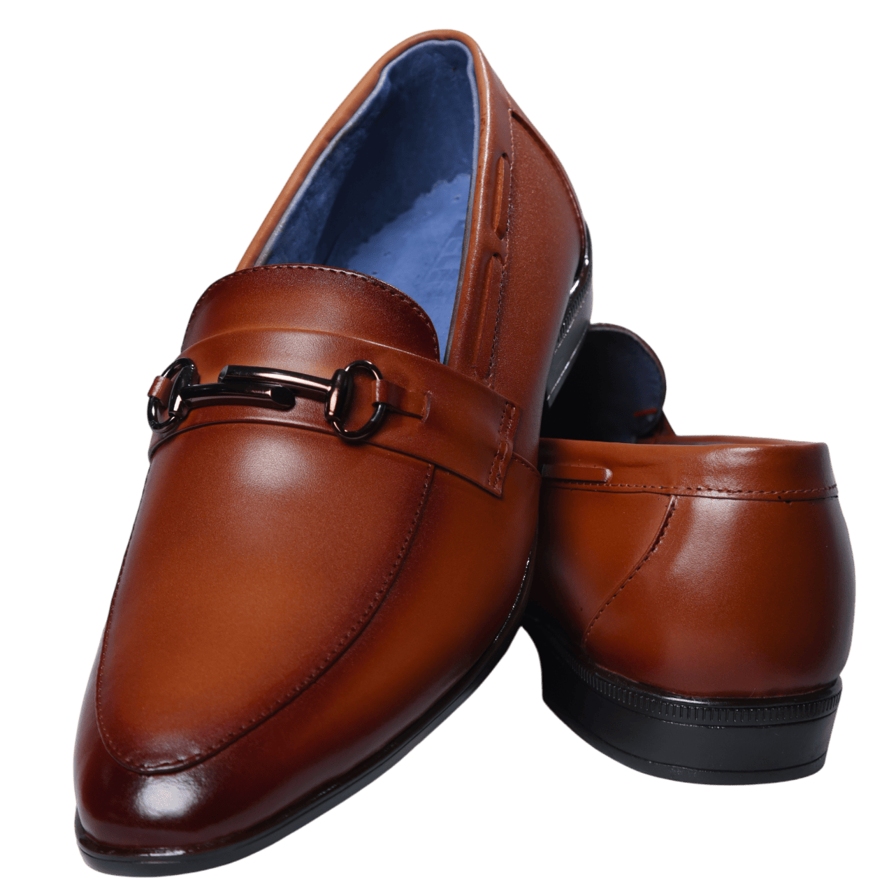 Brown leather loafer, side view
