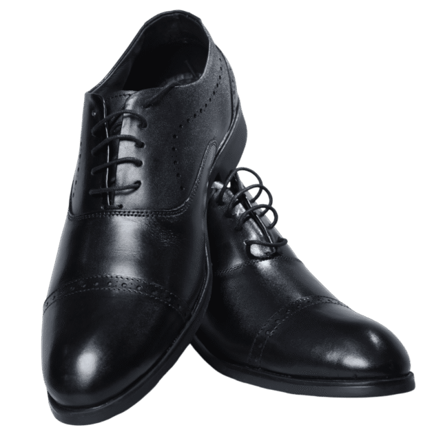 Black leather formal shoe, single view