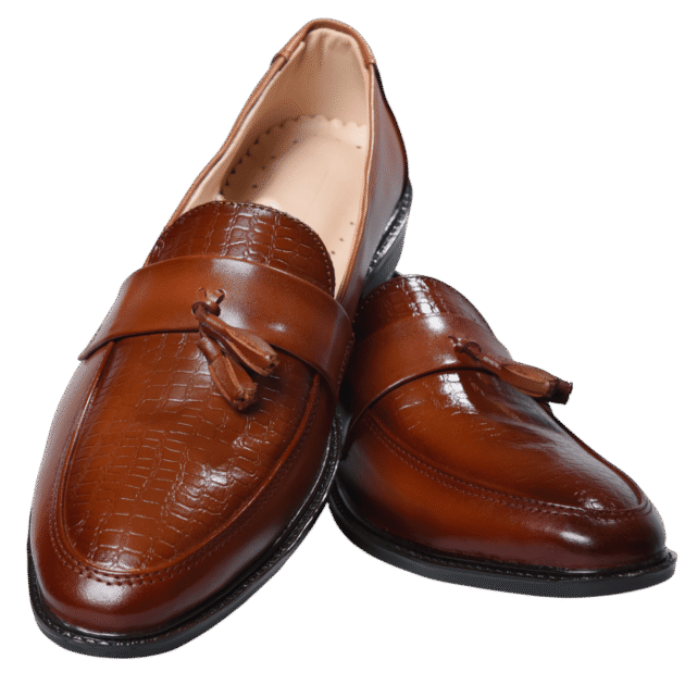 Brown leather loafers, pair