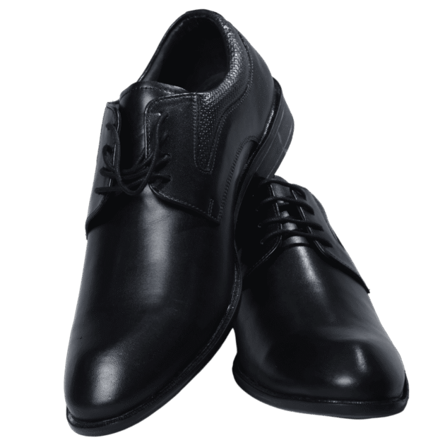 Black leather formal shoe, single view