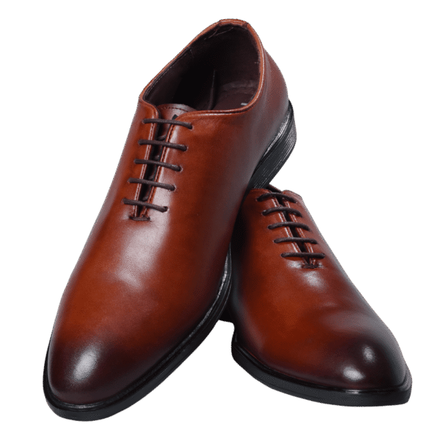 Brown leather oxford shoes, pair
