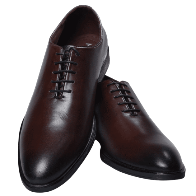 Brown leather oxford shoes, pair
