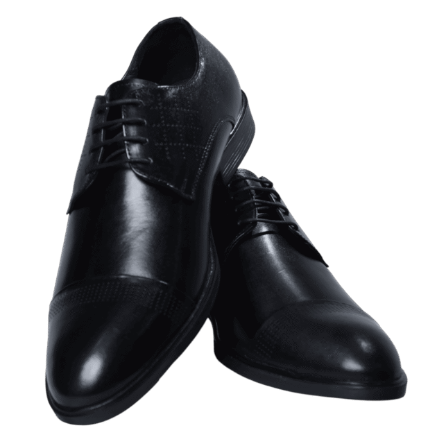 Black leather oxford shoes, pair