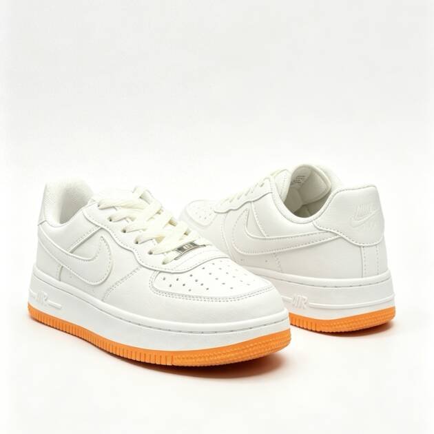 White Nike Air Force 1 sneakers, side view