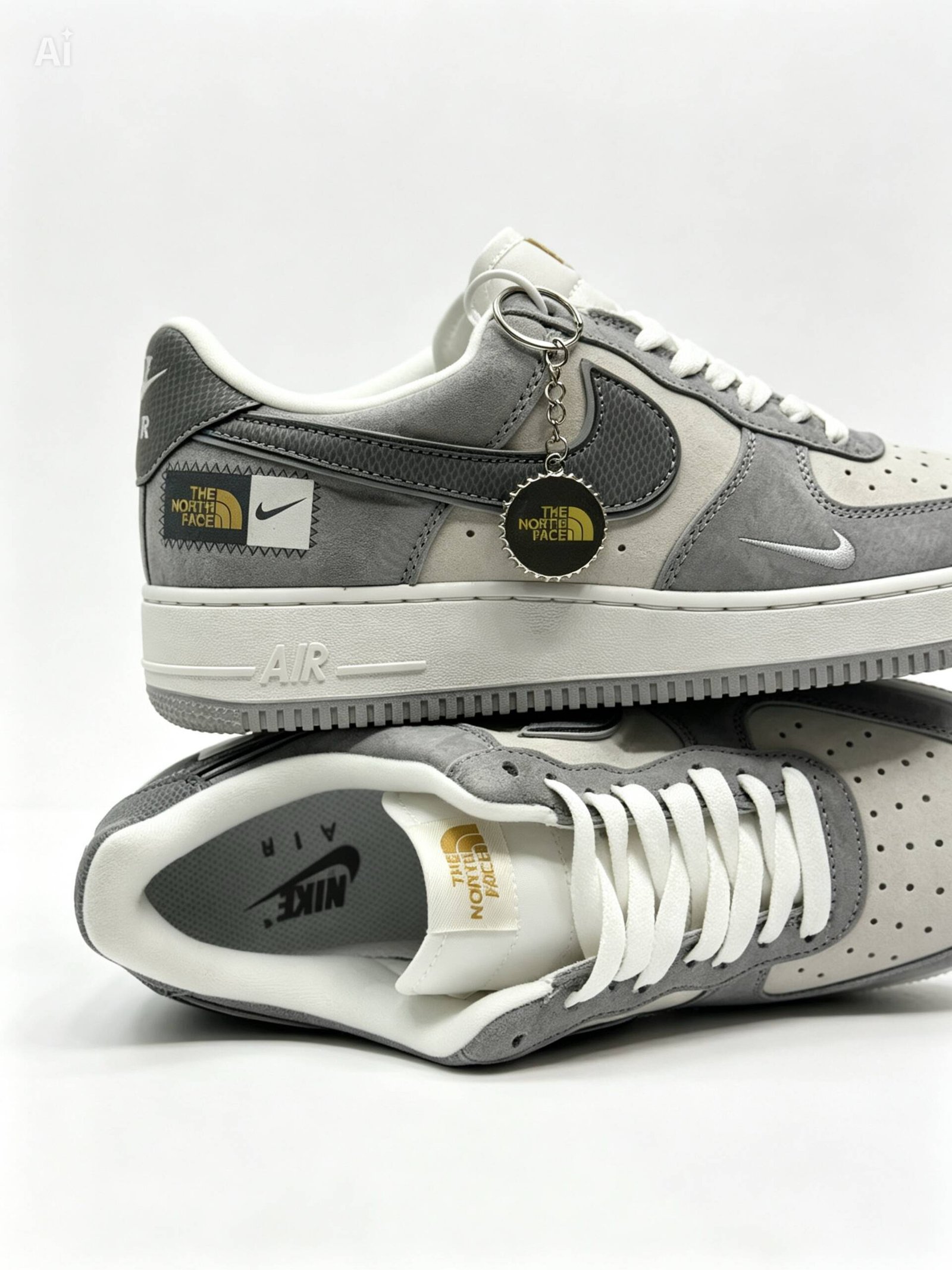 AF1 Grey & White Sneakers - Image 4